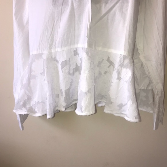 Lane Bryant white ruffle lace bottom button top - Picture 5 of 5